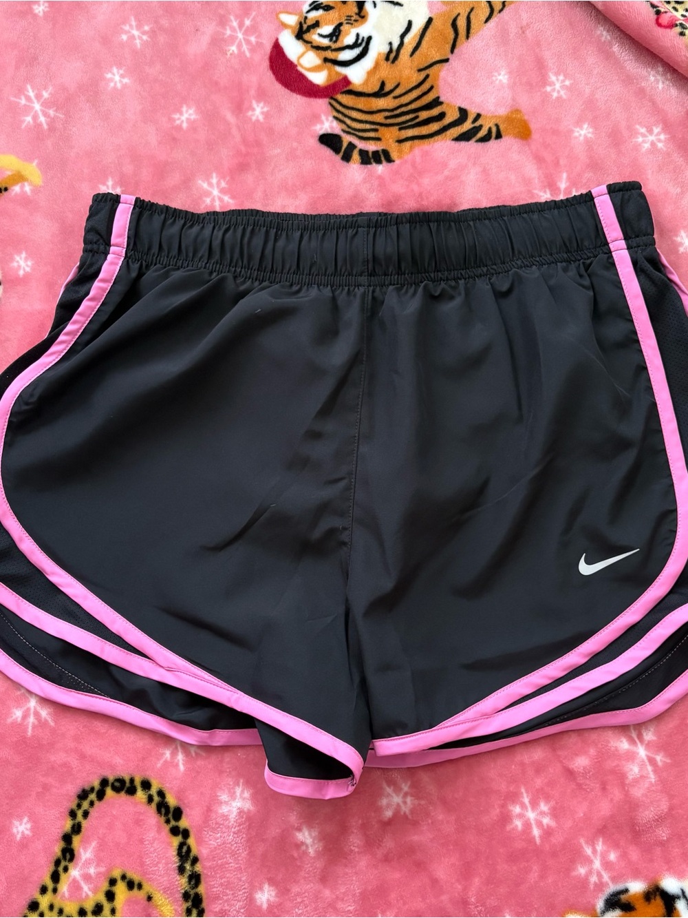Nike Women’s Black Athletic Shorts with Pink Trim